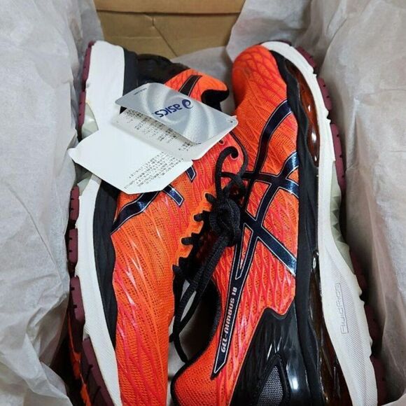 RARE Impossible to find NEW in BOX Asics GEL Nimbus 18 Mens size 12.5 Orange Blk main image 4